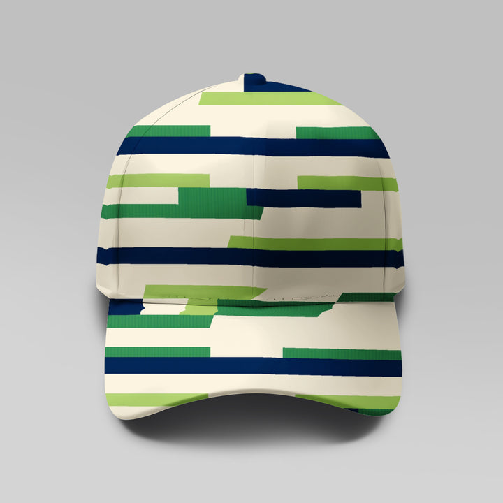 Gorra de béisbol ajustable para mujer con estampado de rayas blancas, azules y verdes - Sombrero de sol ligero y transpirable, ala ancha y visera curva para deportes al aire libre, casual, playa - Diseño unisex lavable a máquina para hombres y mujeres, ac