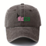 Gorra de Béisbol Unisex Estilosa y Versátil con Letras Impresas WICKED, Visera Curva Clásica Retro Lavada Ligera para Vacaciones al Aire Libre, Camping y Ocasiones Casuales, Accesorio de Viaje, Textura Resistente y Duradera