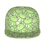 Gorra de béisbol unisex - Gorra snapback ligera y transpirable, ajustable, con diseño de diseño de dibujos animados de rana, visera plana, ropa de calle hip hop para hombres y mujeres, fibra de poliéster lavable a máquina, perfecta para regalos de Hallowe
