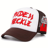 Gorra de Malla con Esqueleto de Mano RUDE para Mujeres y Hombres - Gorra de Béisbol Transpirable para el Verano, Ajuste Regulable, Material Acrílico Ligero, Perfecta para Fiestas y Uso Diario