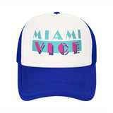 Fabric. Gorra de béisbol inspirada en Miami Vice para hombres y mujeres - Gorra de camionero de malla ligera y transpirable con visera ajustable, diseño en dos tonos, perfecta para todas las estaciones y regalo de vacaciones