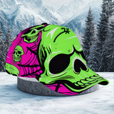 Gorra de Béisbol Hip Hop con Calavera Verde 1pz - Sombrero Ajustable de Ropa Urbana con Estampado Gráfico en Rosa y Vibrante, Impresión Digital Duradera, Lavable a Máquina Diseño de Calavera Avanzado para Deportes y Atuendos Casuales, Regalo de Navidad, A