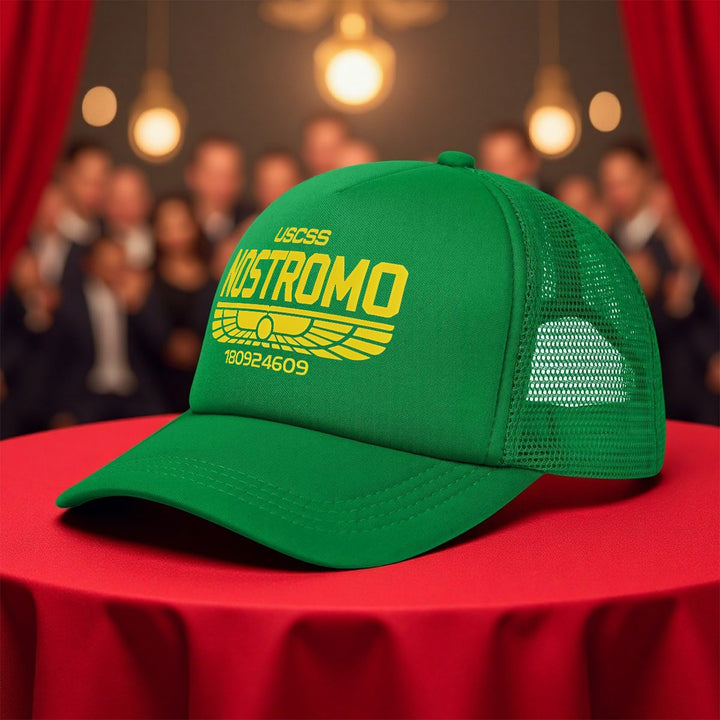 1 gorra de camionero para hombres con estampado de la película Nostromo Alien - Diseño icónico de ciencia ficción, gorra ligera y transpirable de poliéster para surf, viajes y uso casual - Ajuste clásico unisex, accesorio para todas las estaciones para fa