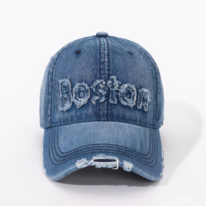 1 pieza, gorra de béisbol de Boston desgastada para mujer, gorra ajustable y ligera para papá con diseño bordado, para viajes y uso casual, gorra de uso casual | Gorra de estilo urbano | Gorra de poliéster