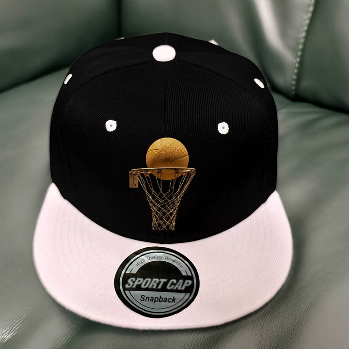 Gorra Unisex de Béisbol - Ligera y Transpirable con Cierre Snapback, Diseño Gráfico de Canasta en Dos Tonos Morado y Amarillo - Para Deportes, Aire Libre Casual, Regalo para el Día del Padre - Poliéster Lavable a Máquina, Accesorio para Aficionados al Dep