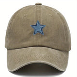 1 Gorra Ajustable con Estampado de Estrella Azul de Cinco Puntas - Sombrero Ligero Retro Unisex para Viajes, Camping y Fiestas, Correa Ajustable, Lavable a Mano, Regalo Perfecto para Papá (Día del Padre, Graduación, Acción de Gracias), Material No Elástic