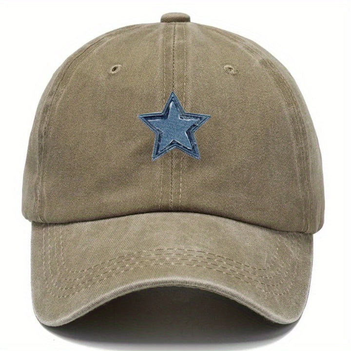1 Gorra Ajustable con Estampado de Estrella Azul de Cinco Puntas - Sombrero Ligero Retro Unisex para Viajes, Camping y Fiestas, Correa Ajustable, Lavable a Mano, Regalo Perfecto para Papá (Día del Padre, Graduación, Acción de Gracias), Material No Elástic