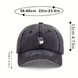 1 pieza de gorra de béisbol bordada con dibujos animados de gatitos grises y blancos, ajustable, ligera, transpirable, para todas las estaciones, poliéster, 100g/m², con instrucciones de cuidado de lavado a mano.