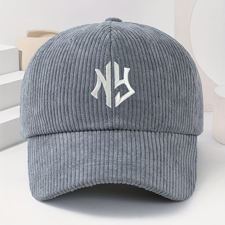 Gorra de Pana Bordada con Letras NY Unisex, Gorro Grueso y Suave para Mujer Moda Primavera-Otoño Hombres y Damas, Beanie Casual Cálido al Aire Libre Estilo Urbano Hip-Hop Talla Ajustable