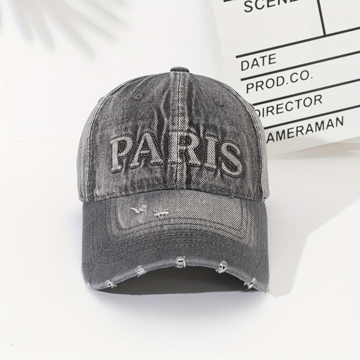 Gorra de basquetbol estilo cowboy, con agujeros, tamaño ajustable, denim lavable, ideal para parejas, diseñada para hacer que la cara parezca más pequeña con estilo duckbill