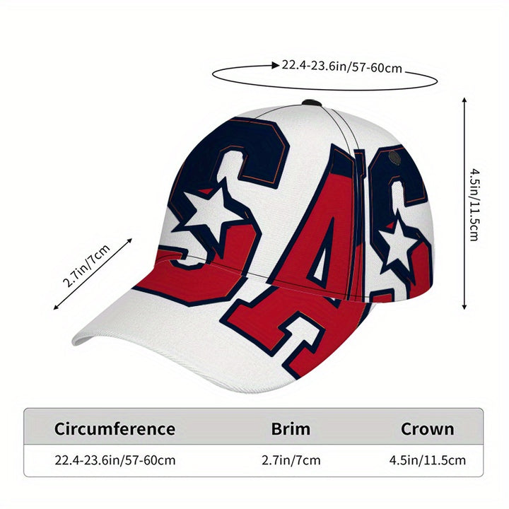 1 Gorra Patriótica de Béisbol USA - Estrella Roja, Blanca y Azul, Cierre Ajustable Ligero para Deportes, Gimnasio, Cuatro de Julio, Halloween - Gorra Casual Atlética Masculina 2D Plana