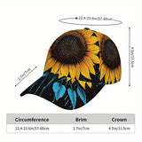 1 Gorra de Béisbol para Hombre - Estampado de Girasol en Degradé Amarillo a Azul, Correa Ajustable, Ideal para Eventos Casuales y Formales, Halloween/Navidad/Acción de Gracias, Sombrero Diario y de Fiesta, Accesorio Elegante para Vacaciones
