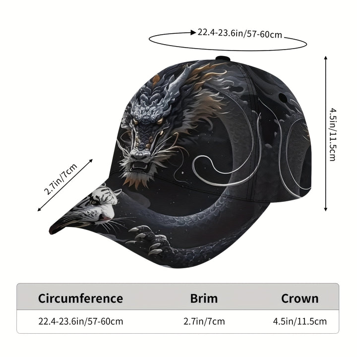 1pc Gorra Ajustable Transpirable con Diseño de Cabeza de Dragón Feroz - Sombrero Ligero de PET y Poliéster para Deportes al Aire Libre, Skateboarding, Baile - Gorra Casual Unisex Fresca, Regalo para Navidad Halloween Acción de Gracias