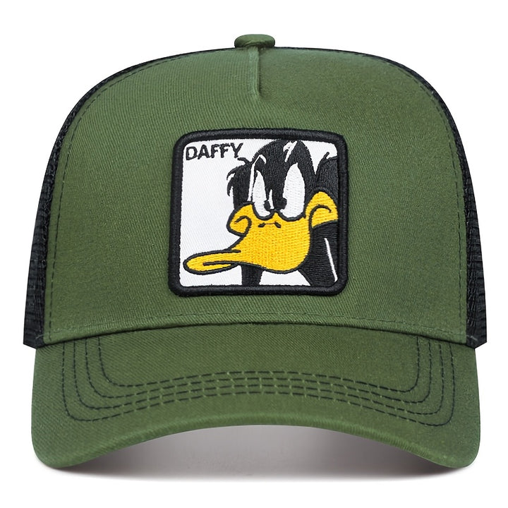 Gorra de béisbol bordada de la serie Warner Bros, gorra de malla para eventos deportivos al aire libre, estilo camionero americano y hip-hop