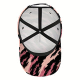 1 Gorra de Béisbol para Hombre - Diseño Audaz en Rosa//Gris con Llamas, Correa Ajustable, Ligera y Cómoda para Halloween, Navidad, Acción de Gracias - Accesorio Moderno de Calle, Tocado Festivo, Tejido Transpirable, Estilo Casual, Diseño Abstracto, Durade