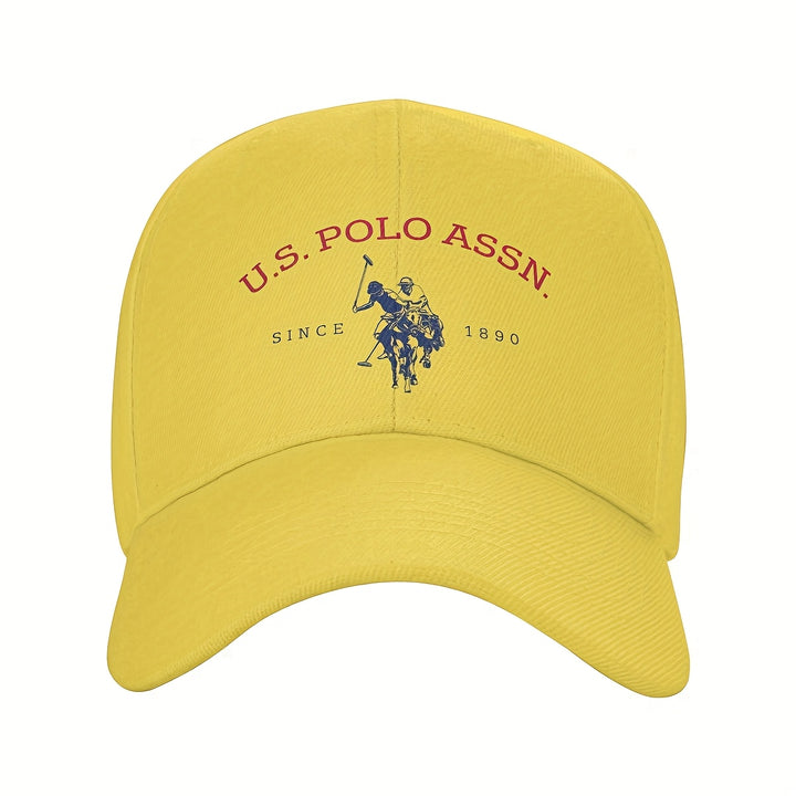 Gorra de béisbol ajustable U.S. Polo Assn. Since 1890, con protección solar, estilo deportivo clásico, 1 unidad en poliéster blanco con estampado rojo y azul, ideal para actividades al aire libre, regalo perfecto para hombres y mujeres