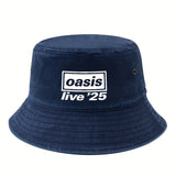 MAKEFGE Gorra Unisex Oasis Live'25 Estampada - Gorra Trucker Ligera para Hombres y Mujeres, 5 Colores (/Azul Marino/Morado Oscuro/ Marino/Beige), Cierre Ajustable con Broches, Protección Solar Transpirable para Camping, Viajes y Vacaciones, Equipo de Camp