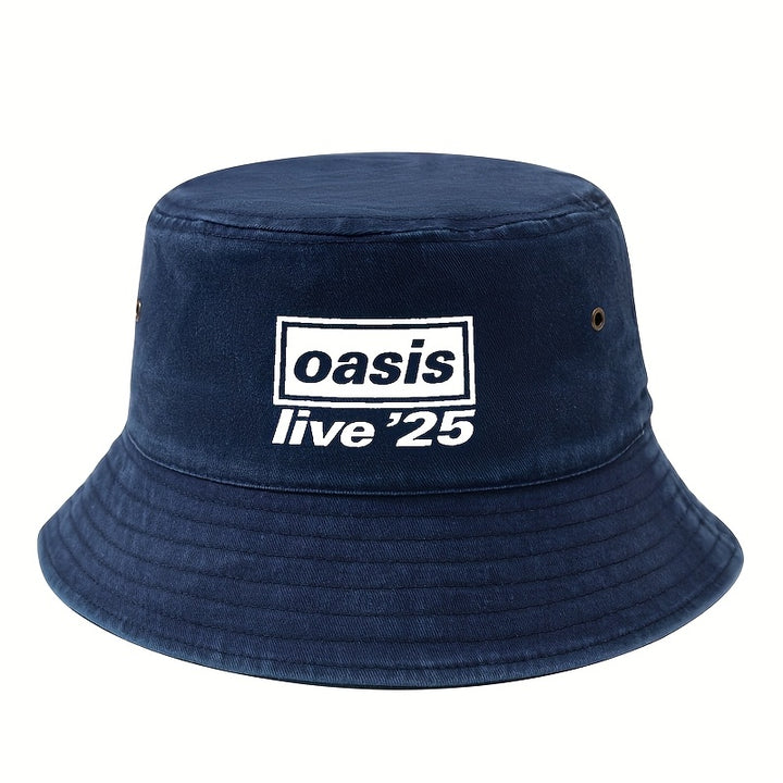 MAKEFGE Gorra Unisex Oasis Live'25 Estampada - Gorra Trucker Ligera para Hombres y Mujeres, 5 Colores (/Azul Marino/Morado Oscuro/ Marino/Beige), Cierre Ajustable con Broches, Protección Solar Transpirable para Camping, Viajes y Vacaciones, Equipo de Camp