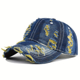 Gorra De Béisbol Creativa Personalizada De Mezclilla Desgastada Retro Desgarrada, De Moda, Para Mujeres Y Hombres
