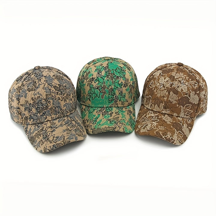 Gorra de Béisbol con Estampado Floral para Mujer 2025 - Sombrero Ajustable de Ala Ancha y Diseño Plegable para Primavera/Verano al Aire Libre, Beige/Azul//Verde, Tela No Elástica