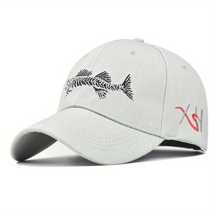 Gorra de beisbol para pesca al aire libre con bordado de pescado