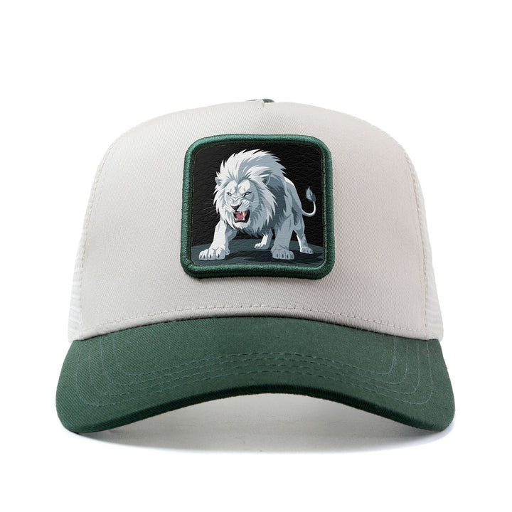 Gorra Trucker Unisex de León Blanco Rugiente 3D Anime/Hip-Hop - Gorra Ajustable con Malla Transpirable, Diseño Ligero y Fresco para Exteriores o Casuales – Emblema del Leon Dorado (Apto unisex, Regalo Ideal)