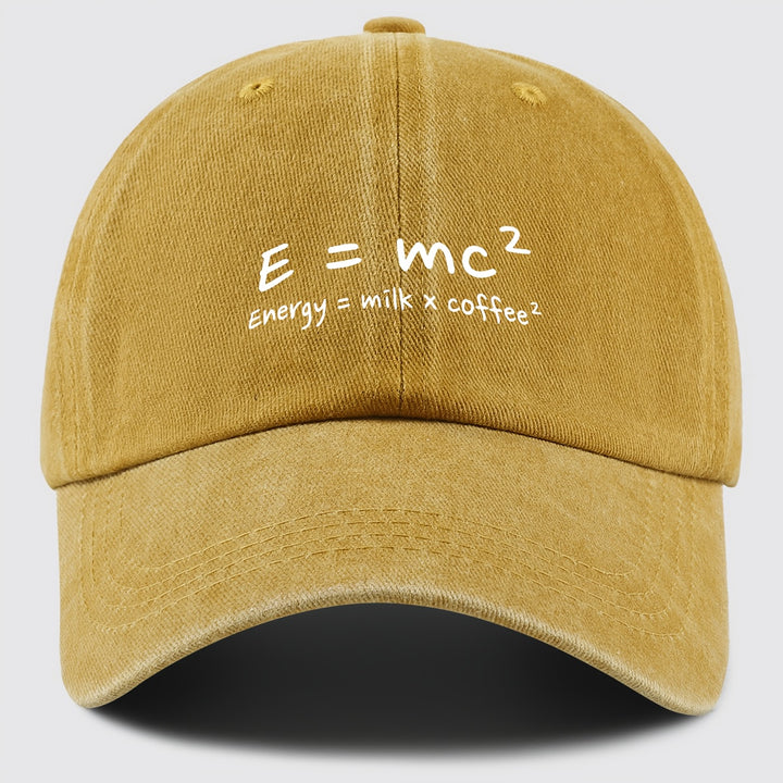 Gorra de Béisbol E=mc² Energía=Leche x Café² para Hombres y Mujeres - Gorra Trucker Ajustable Snapback, Tejido Ligero Transpirable, Sombrero Casual Unisex para Pesca Caza Playa, Regalos del Día de la Madre Día del Padre Cumpleaños, Accesorio de Pesca, Cas