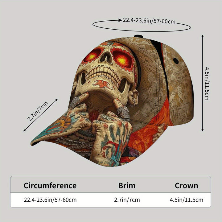 Gorra de Béisbol Ligera para Hombres CUTEHSJ con Diseño Fantasía Hip-Hop y Calavera & Tatuaje, Ajuste con Hebilla para Playa, Pesca, Vacaciones, Accesorio de Cabeza al Aire Libre, Diseño Intrincado