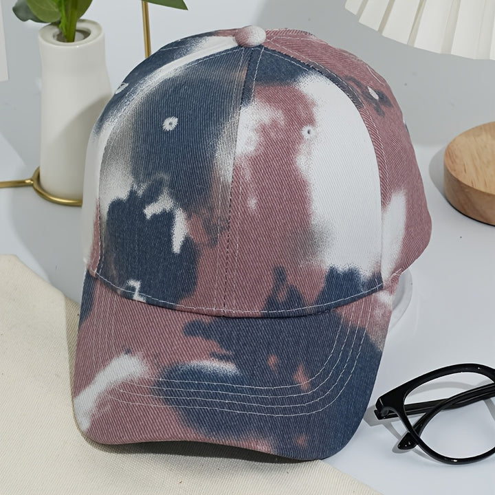 1pc Gorra Unisex Retro Tie-Dye - Ajustable y Transpirable con Cierre Snapback, Diseño a Rayas para Deportes al Aire Libre y Fiestas de Baile, Lavado a Mano, Esencial para Vacaciones, Gorra Duradera, Moda Casual