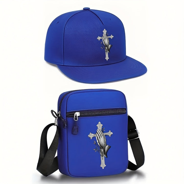 2pcs Gorra de Béisbol Unisex con Estampado de Cruz y Bolsa Holgada, Moda Urbana para Deportes al Aire Libre con Correa Ajustable, Regalo Perfecto para Ti o Tus Amigos. Tejido de Tela