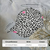 Gorra de Béisbol con Estampado de Leopardo y Besos Rosados - Gorra Unisex Ajustable Ligera y Transpirable para Deportes, Viajes al Aire Libre, Sombrero Glamuroso Todo el Año, Lavable a Máquina, Regalo Festivo, Accesorio Divertido y Duradero