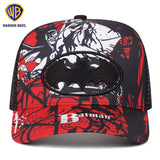 Gorra de béisbol bordada de Warner Bros DC Batman - Parte trasera de malla roja y negra, Snapback ajustable, Ropa de calle hip-hop para, gorras de hombre, gorras para hombre, sombreros para hombre, gorras de béisbol, sombrero de sol para hombre