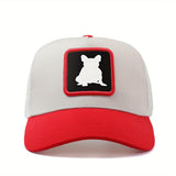Gorra de béisbol para hombres y mujeres con malla trasera, gorra ajustable estilo French Bulldog Head Tilt, gorra de camionero hip hop anime cartoon, gorra transpirable de verano para exteriores