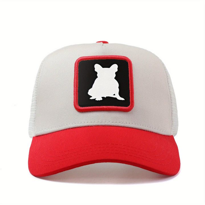 Gorra de béisbol para hombres y mujeres con malla trasera, gorra ajustable estilo French Bulldog Head Tilt, gorra de camionero hip hop anime cartoon, gorra transpirable de verano para exteriores