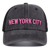 Gorras de béisbol lavables para hombres con bordado de letras, gorra urbana ajustable con hebilla trasera, gorra casual transpirable y cómoda