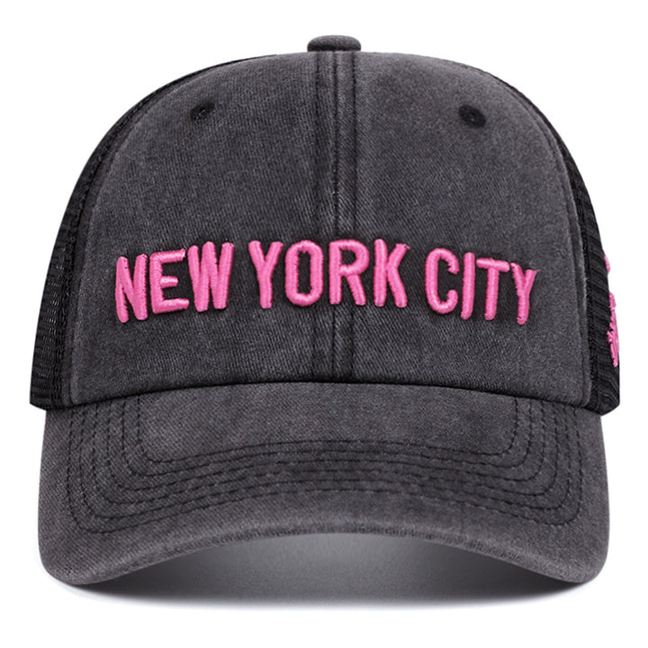 Gorras de béisbol lavables para hombres con bordado de letras, gorra urbana ajustable con hebilla trasera, gorra casual transpirable y cómoda