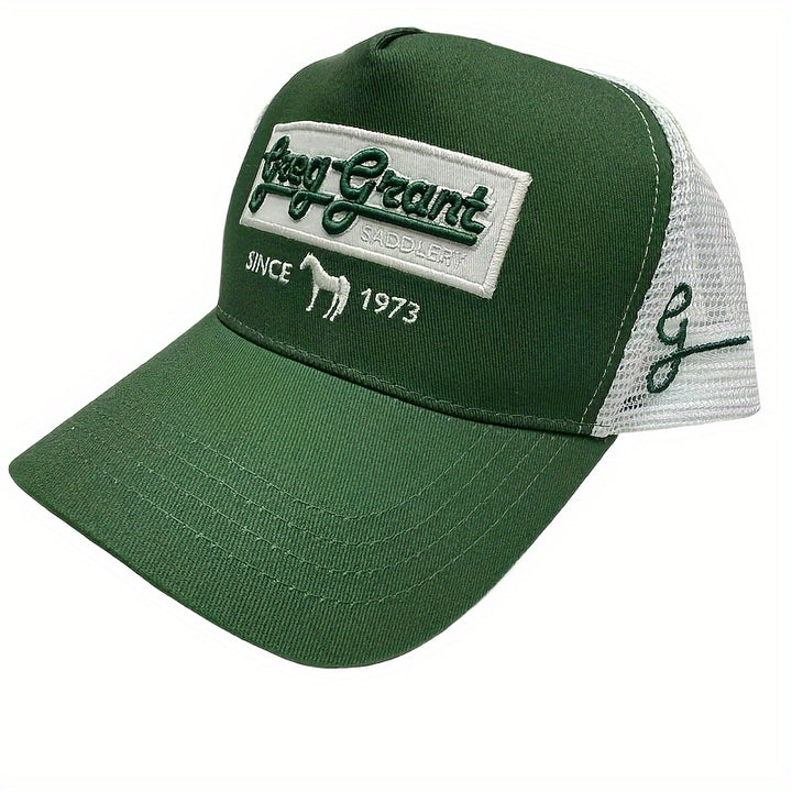 1 gorra de béisbol alta para hombre, elegante con letras bordadas y diseño de animal, verano transpirable de malla, mezcla de poliéster y algodón liviana (70% algodón, 30% poliéster), tela sin estirar, solo lavado a mano