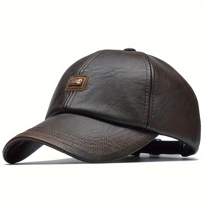 Gorra de Béisbol de Cuero Sintético para Hombre - Ajustable, Protector Solar y Ajuste Elástico para Actividades al Aire Libre