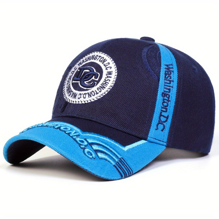 Gorra de béisbol con letras DC para hombre, ajustable al aire libre, ideal para viajes de primavera y otoño a la playa.