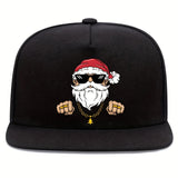 Gorra de béisbol unisex con estampado navideño de hip-hop, estilo callejero, ajustable con cierre a presión, 100% poliéster, ligera, solo lavar a mano/limpiar en seco.
