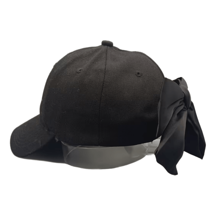 Gorra de Béisbol Ajustable Negra con Gran Lazo - Sombrero de Ala Ancha para el Sol, Ribete Blanco y Visera Curva para Exteriores, Casual, Viajes - Gorra Clásica de Papá (Duradera, Talla Única)