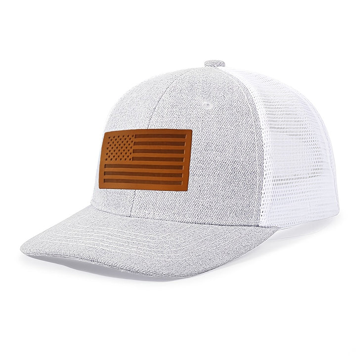 Gorra de Camionero con Bandera Americana Ajustable Snapback - Parte Tras Mesh Transpirable y Gorro Sólido, Unisex para Deportes al aire libre Estilo Dad Hat Diseño Bicolar Patriótico Confort Todo el año Ideal Regalo 4to Julio Uso Casual Accesoario Patrio