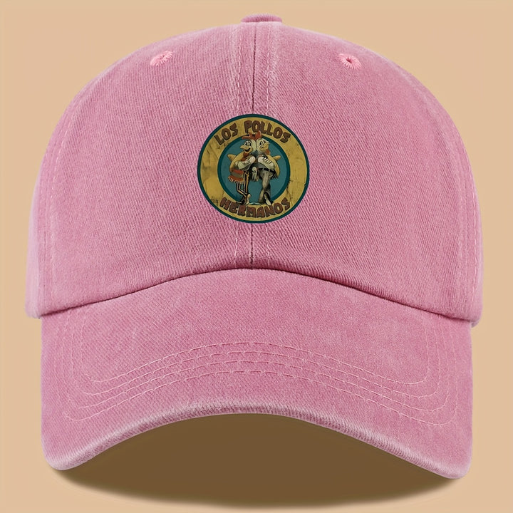 1 pieza de gorra de conductor de camión estilo urbano de moda con estampado de letras de dibujos animados Los Pollos Hermanos | Gorra solar ajustable para parejas, adecuada para senderismo, ciclismo, fiestas en la playa, conferencias | Gorra de béisbol su