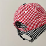 Gorra de béisbol plana de cuadros pequeños coreanos para mujeres, versátil para verano, gorra de pato plano pequeña para hombres.