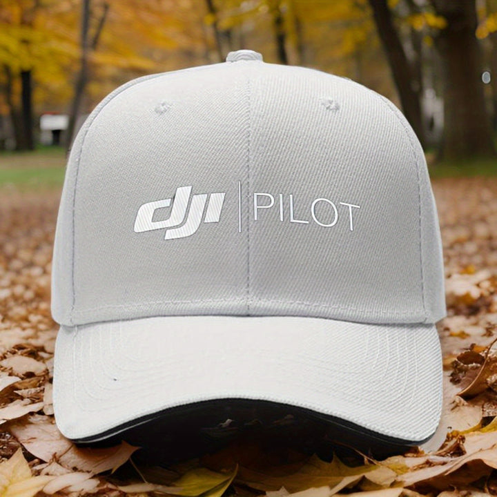 1 gorra de béisbol ajustable DJI Pilot con estampado de moda, negra con texto blanco, transpirable y cómoda para viajes, correr y estilo urbano, gorra tejida de aspecto moderno