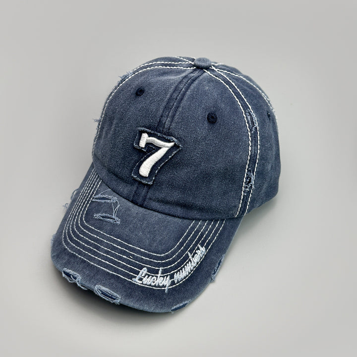 Gorra de béisbol retro para mujer con diseño 3D de la suerte con el número '7' - Snapback ajustable, proceso perforado lavable a la mano, opciones multicolores (, Azul Marino, Borgoña, ) - Estilo casual de calle y conjuntos navideños, ajuste duradero sin