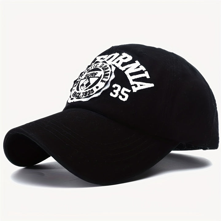 Gorra de béisbol para mujer con bordado California, protección solar, ajustable, sin estirar, temática vacacional con diseño de rayas, lavable a mano