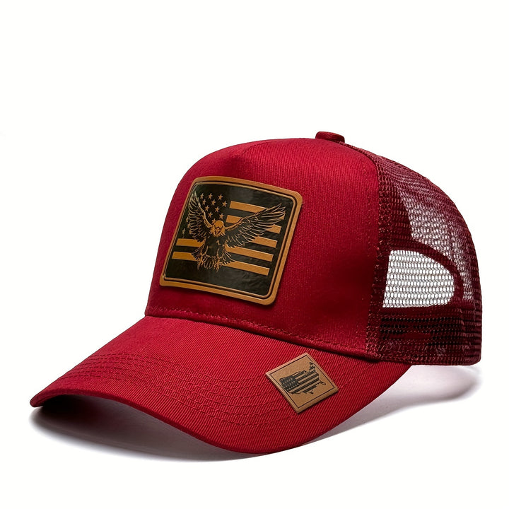 1 gorra de béisbol con diseño de bandera estadounidense, ajustable y con malla trasera transpirable para actividades al aire libre, deportes y uso casual. Ideal para regalos para fanáticos de béisbol, ropa de cabeza para exteriores, diseño deportivo, gorr