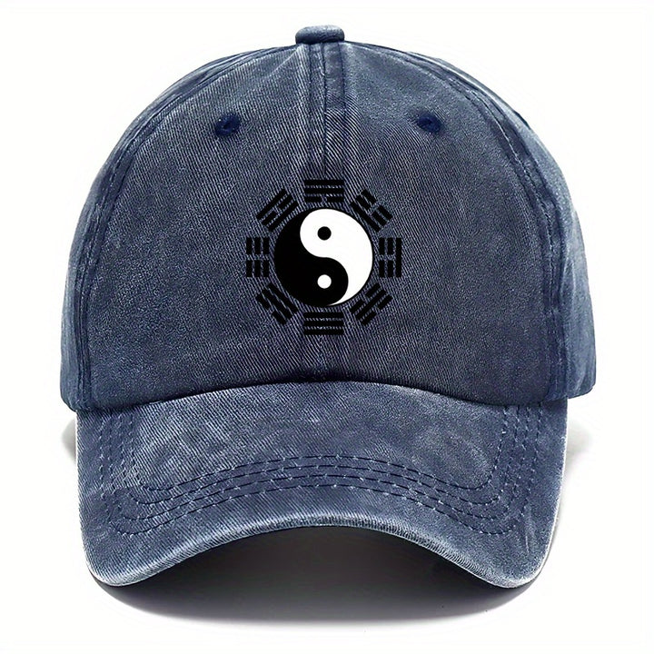 1 pieza Gorra Retro de Artes Marciales Chinas para Hombre - Sombrero con Símbolo Bagua Tai Chi (Diseño Inspirado en Yin-Yang) - Ligera y Adecuada al Exterior, Ideal Para Hiking, Ciclismo o Uso Diario - Regalo Perfecto para Padres e Practicantes de Artas M
