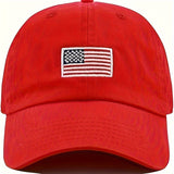 Gorra de Béisbol de Algodón Bordada con la Bandera Americana, 100% Algodón Ajustable, Estilo Hip-Hop Ligero, Ajuste No Elástico, Artesanía Tejida, Tema de Ocasión, Gorra de Béisbol Bordada